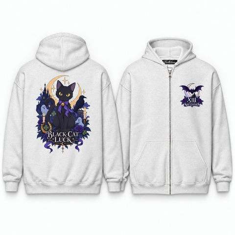 Black Cat Luck Unisex Zip Hoodie