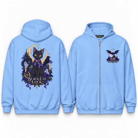 Black Cat Luck Unisex Zip Hoodie