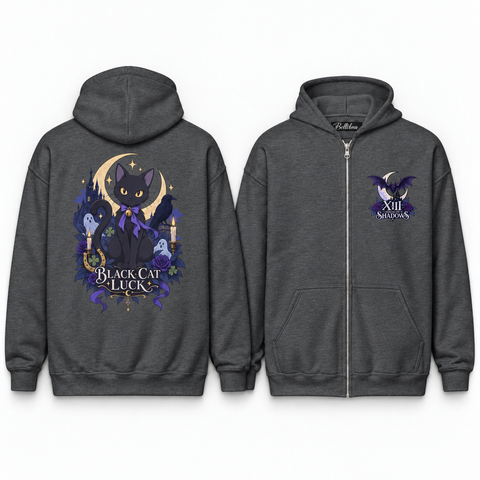 Black Cat Luck Unisex Zip Hoodie