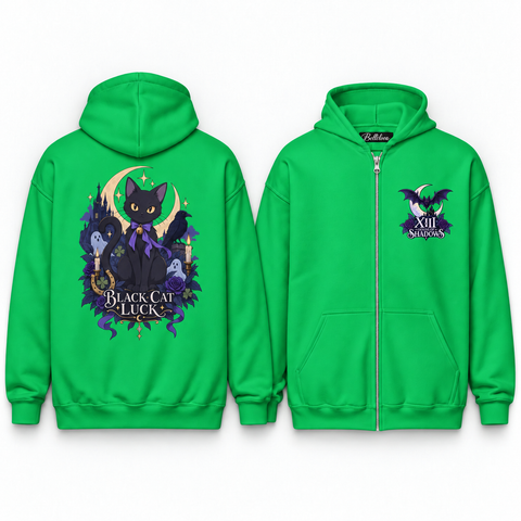 Black Cat Luck Unisex Zip Hoodie