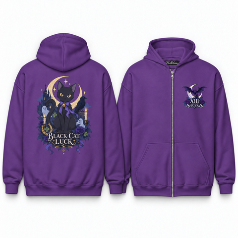Black Cat Luck Unisex Zip Hoodie