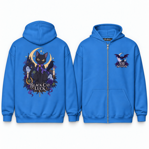 Black Cat Luck Unisex Zip Hoodie