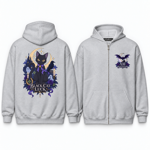 Black Cat Luck Unisex Zip Hoodie