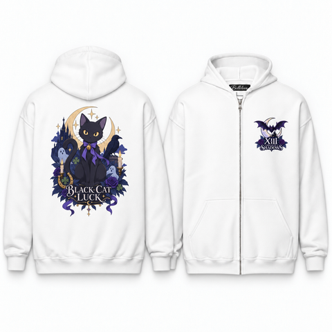 Black Cat Luck Unisex Zip Hoodie