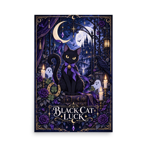 Black Cat Luck Poster